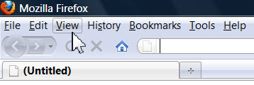 Cursor pointing to Firefox view menu